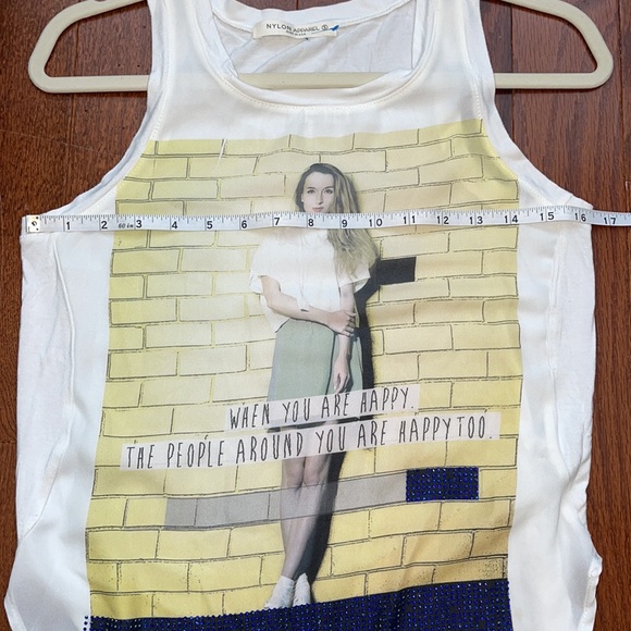 Nylon Apparel White Long Tank W Words Sz Sm - Picture 8 of 10